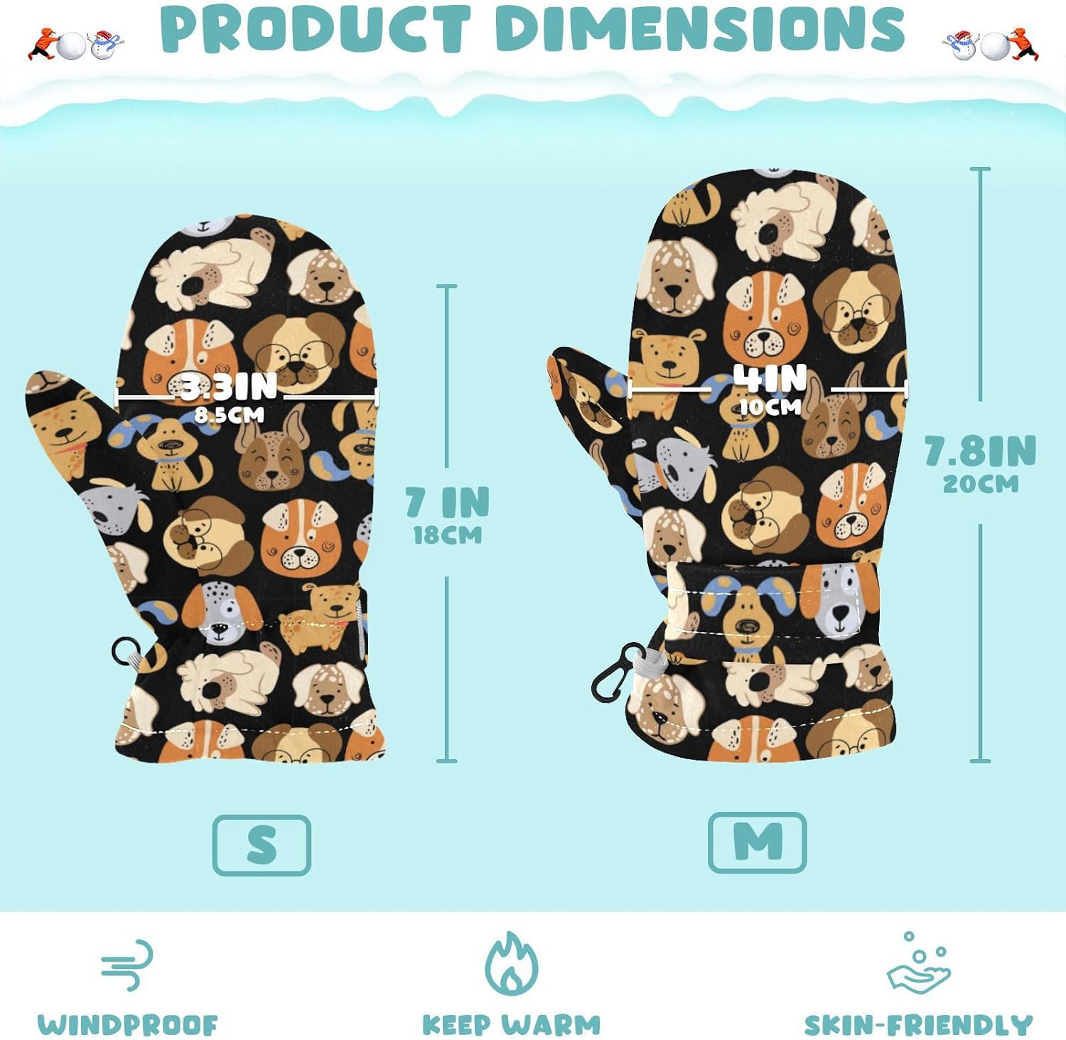 Kids Cold Weather Mittens Handmade for 2-4 Years