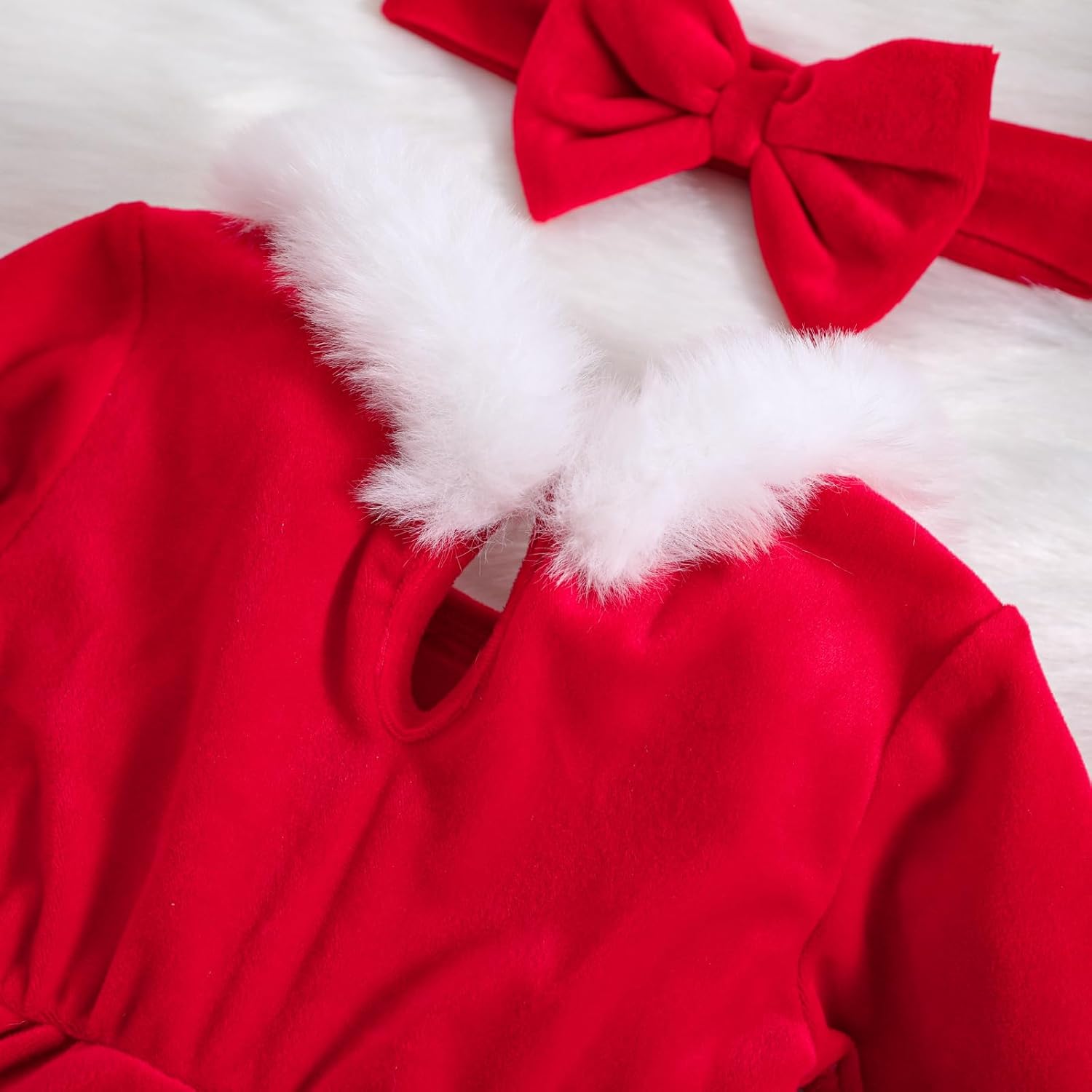 Baby Girl Christmas Romper Dress Red Velvet
