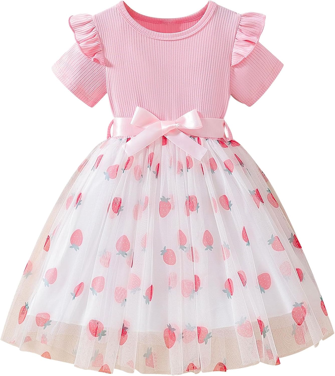 Beessbest Girls Casual Tulle Tutu Dress Princess Cardigan Neck Party Casual Occasions