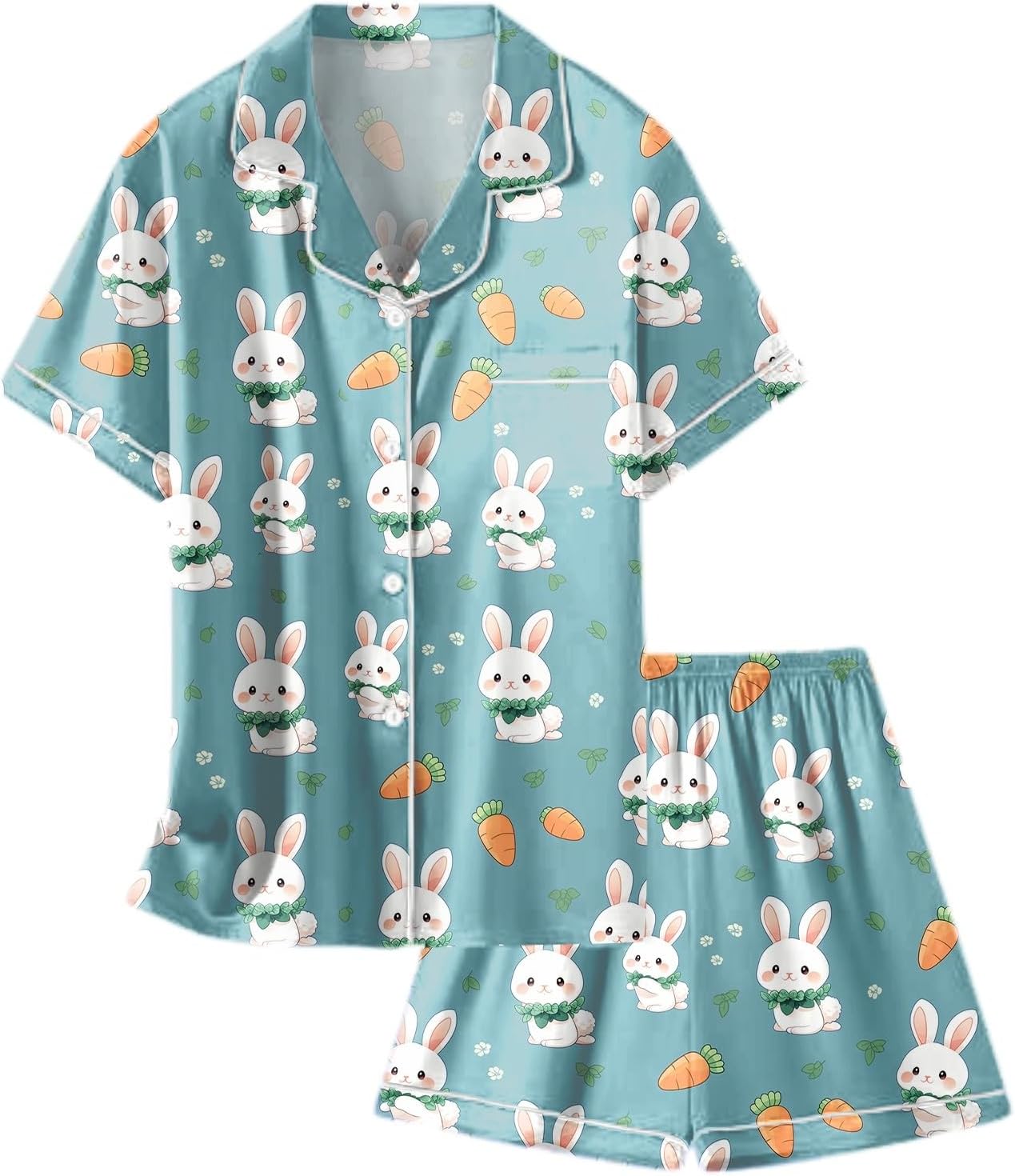 Trendy Bunny Egg Shirts Shorts for Girls