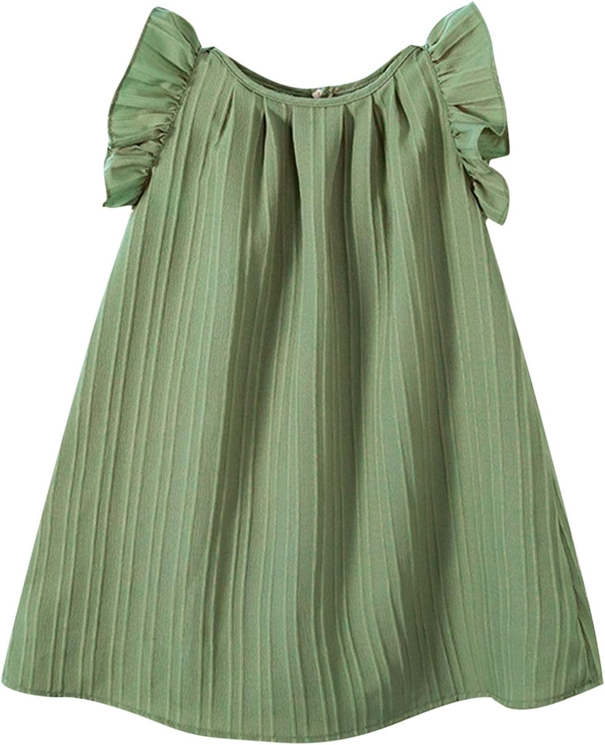 Toddlers Ruffle Sleeve Sundress Casual Beach Dress