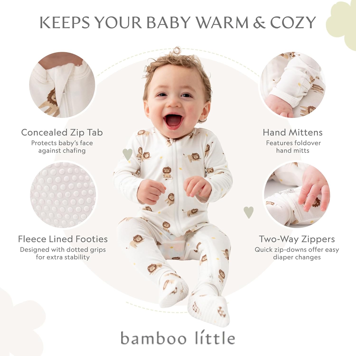 Bamboo Little Soft Footie Pajamas for Newborns 0-24 Months