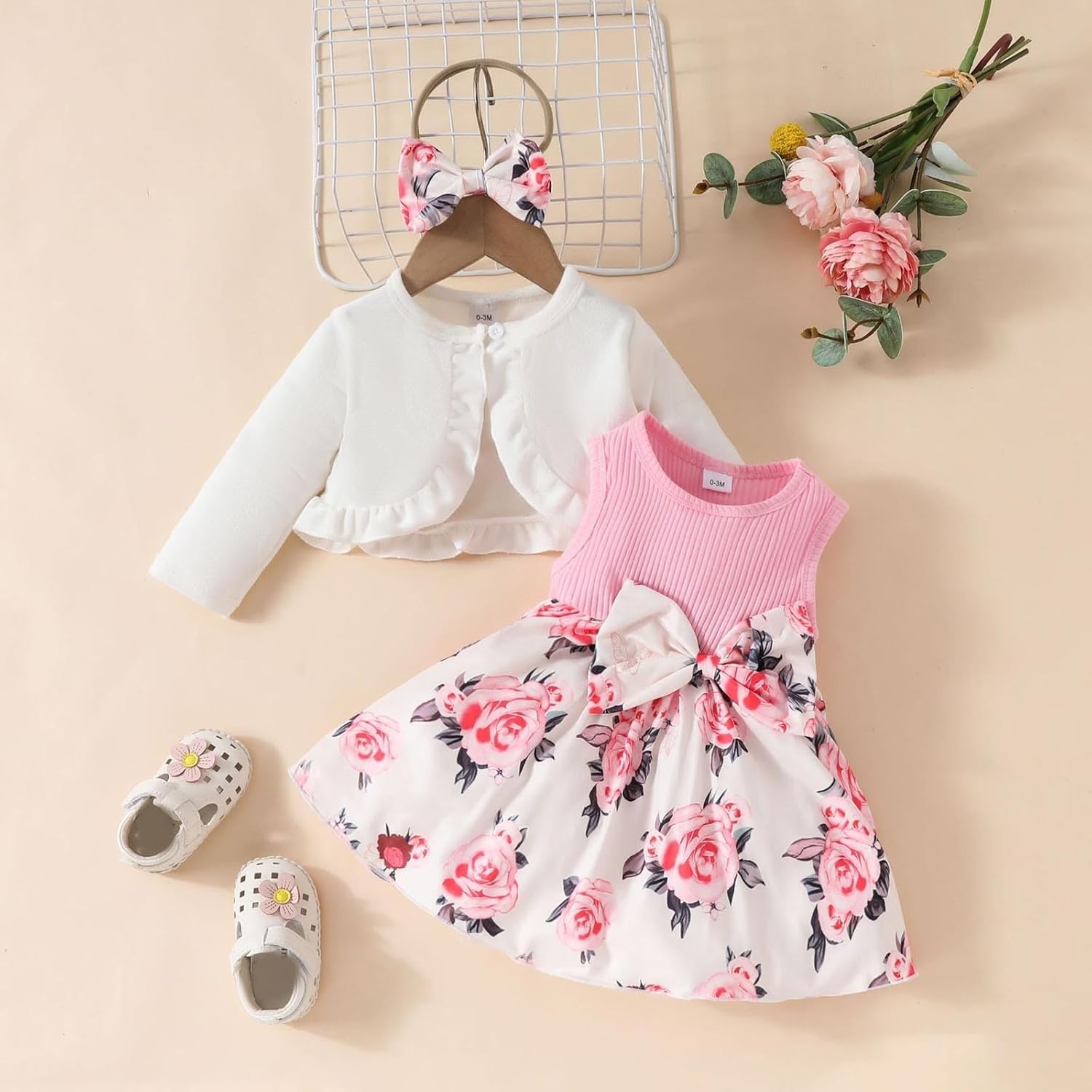 Easter Toddler Girl Dresses Set Cozy Skirt Cardigan