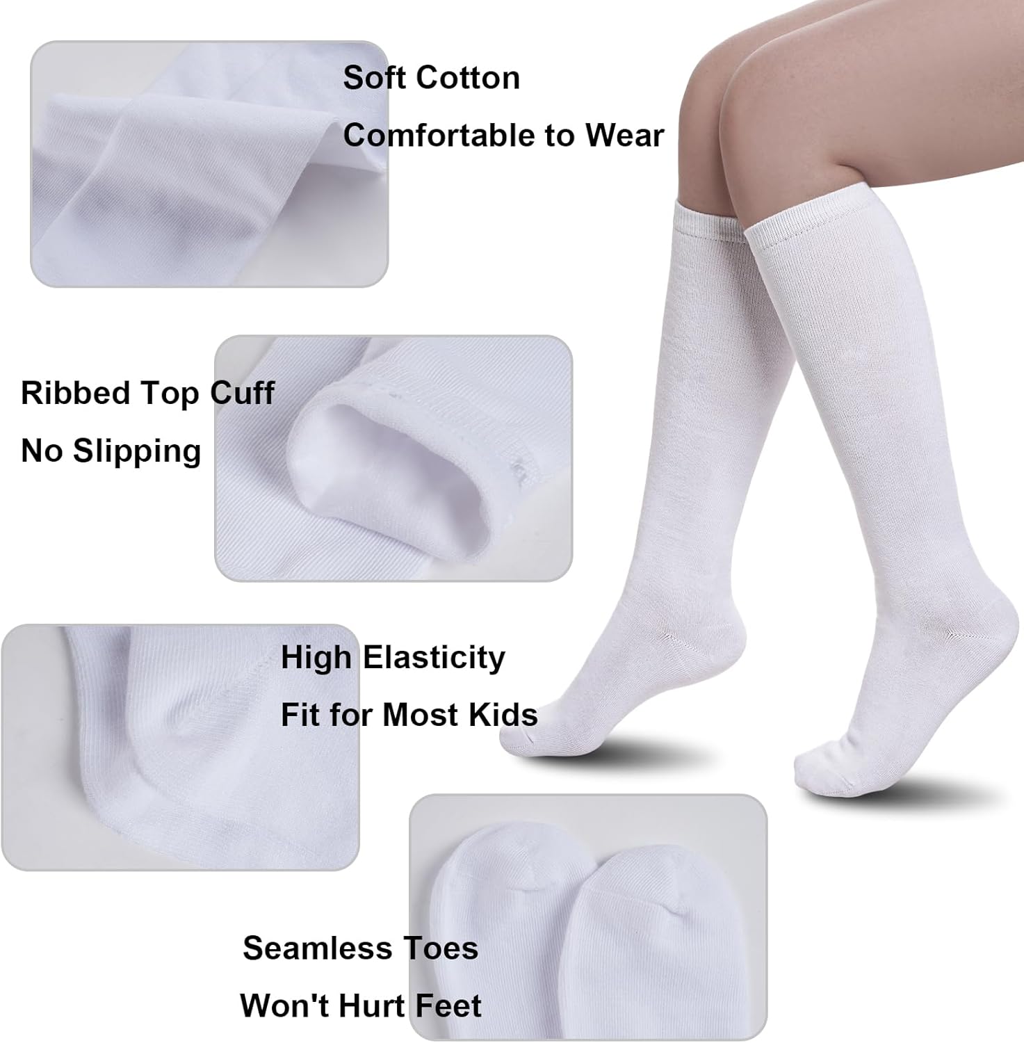 Topbuti 3 Pairs Knee High School Socks for Girls and Boys