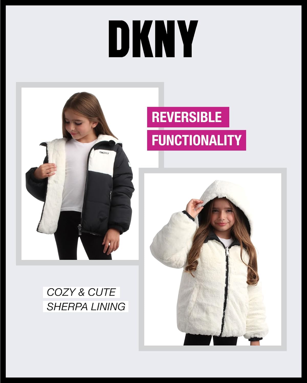 DKNY Style Statement Puffer Jacket for Girls 7-16