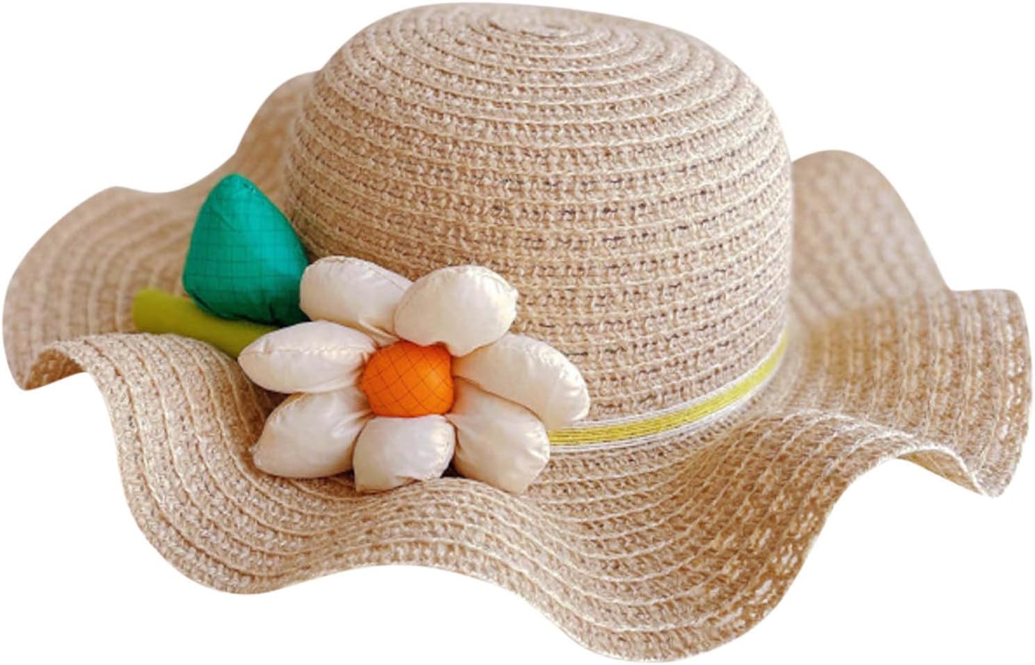 50 SPF Floral Straw Baby Sun Hat for Girls