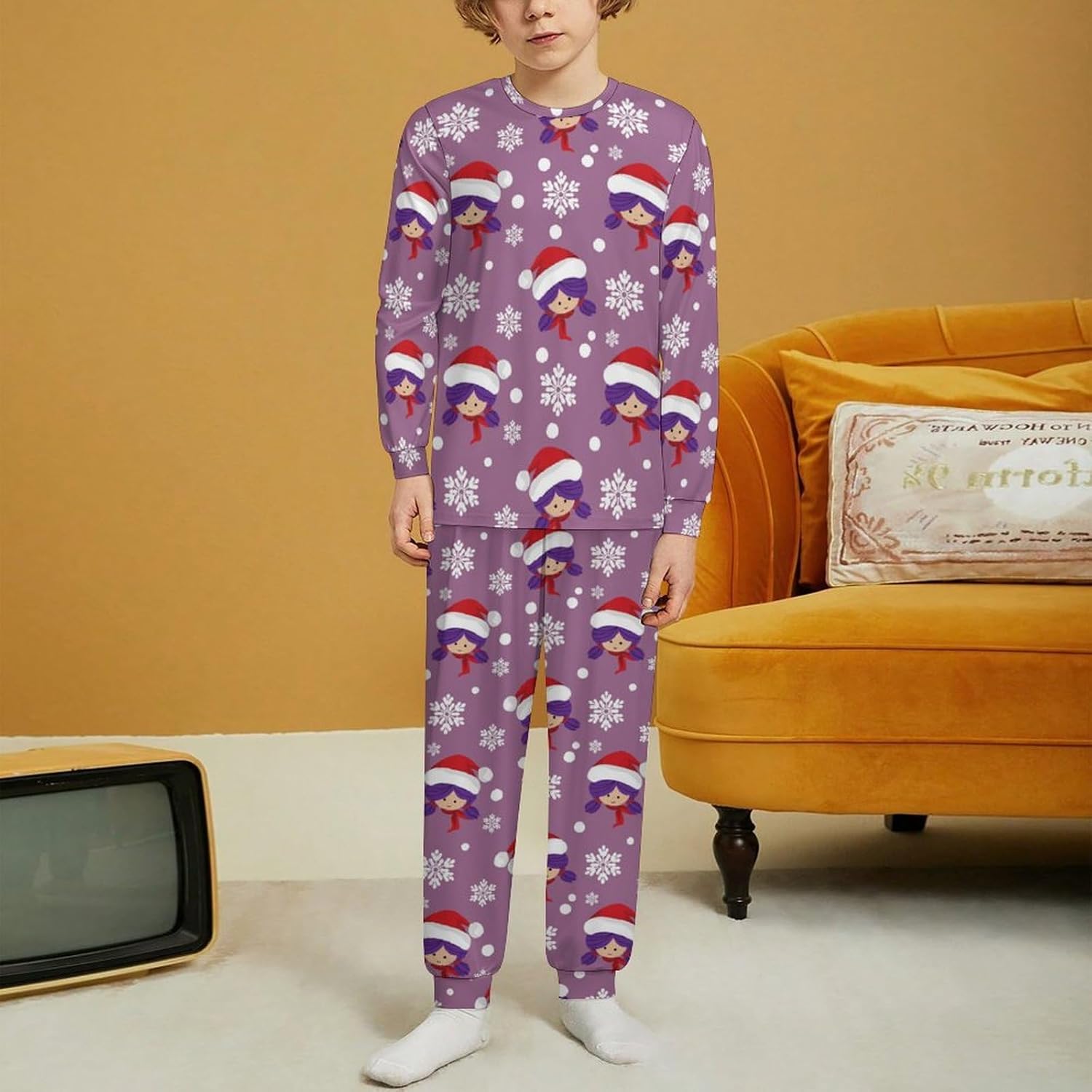 MEIKKO Thermal Pajama for Kids - Christmas Santa Snowflakes Boys and Girls