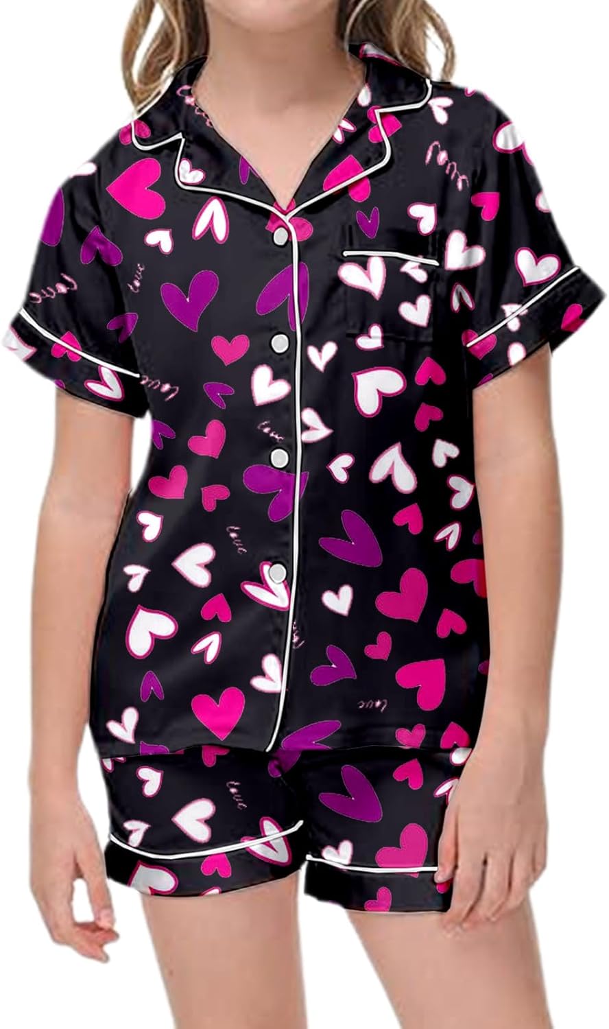 Girls Valentines Day Soft Short Sleeve Set