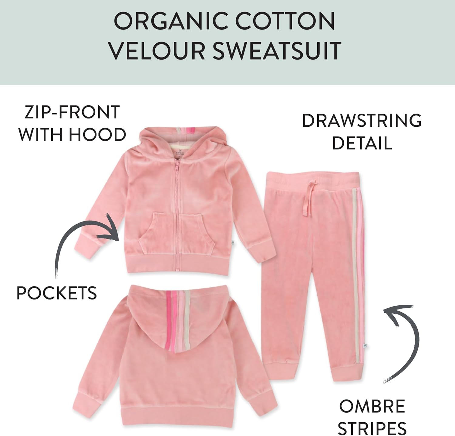 HonestBaby Organic Cotton Velour Tracksuit Set