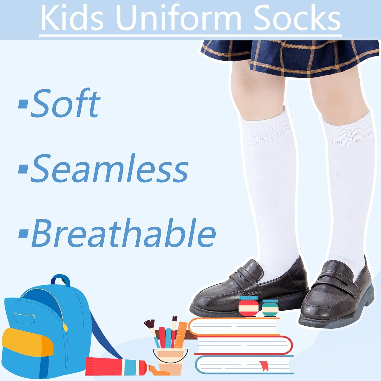 Mini Angel Girls Knee High Socks 35 Pack Cotton Seamless