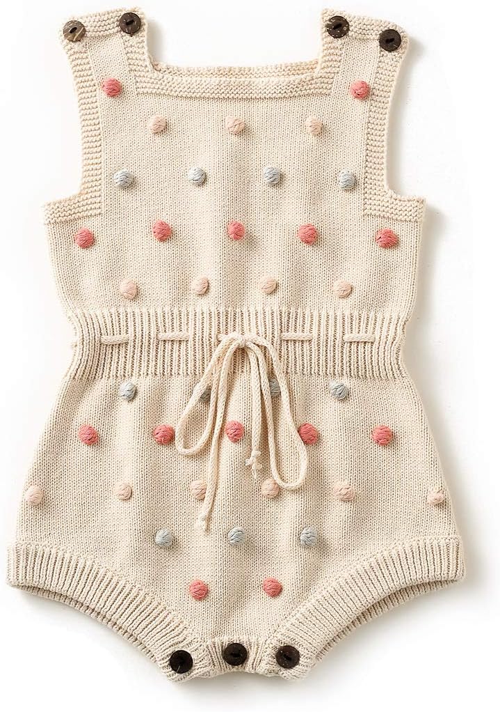 Simplee Kids Baby Girl Sleeveless Romper with Pom Poms