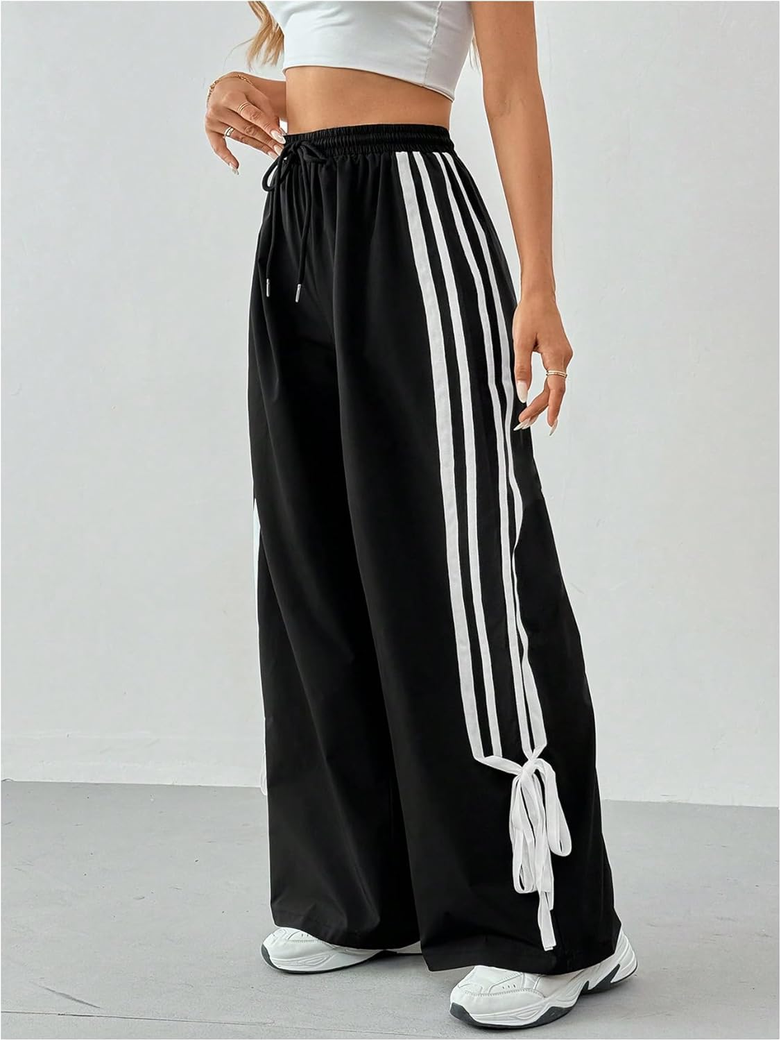 BEAUDRM Track Pants Boho and Stylish Small Bow Parachute Track Pants