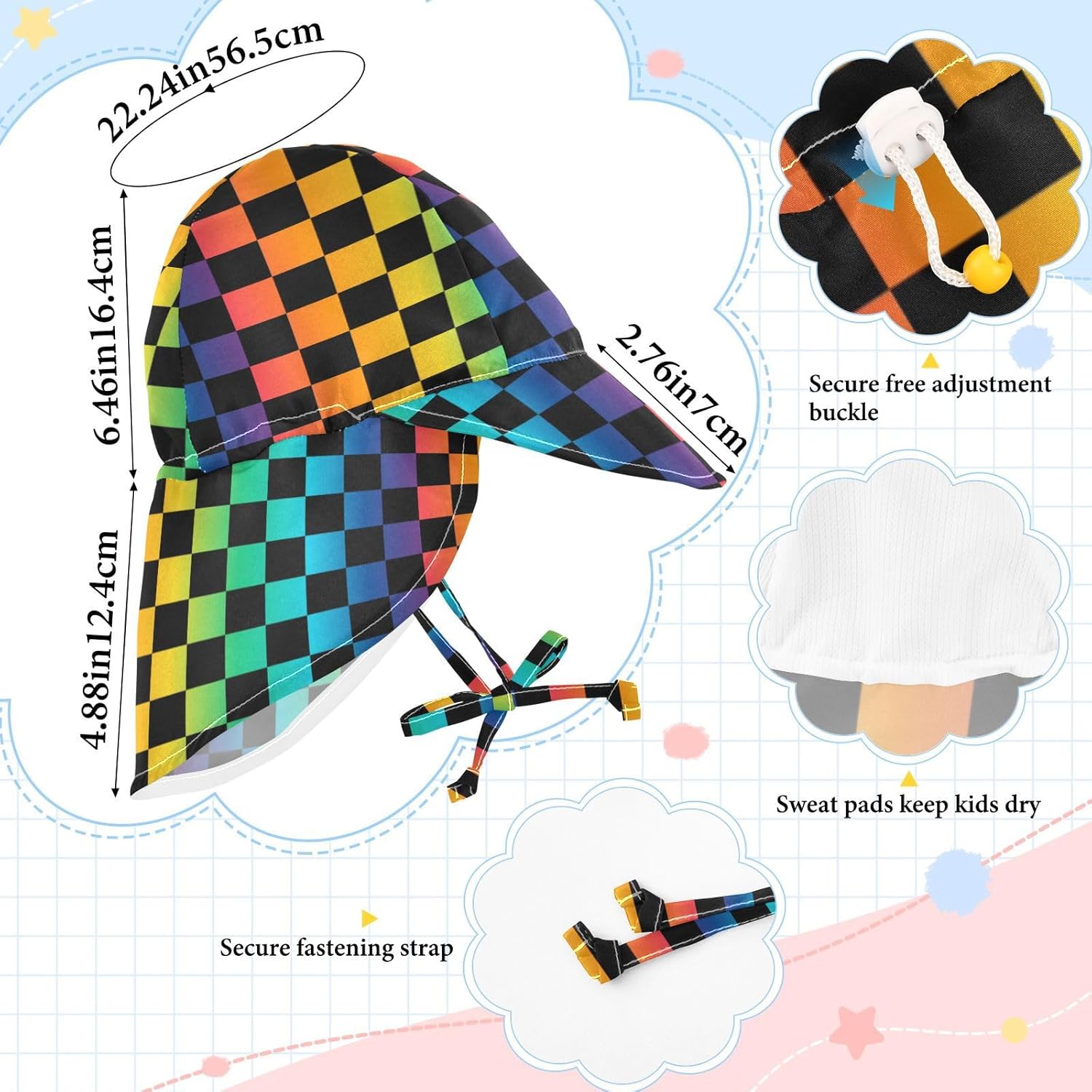 WIFIUAdjustable Baby Sun Shade Toddler Beach Hat with Protection 2-4T