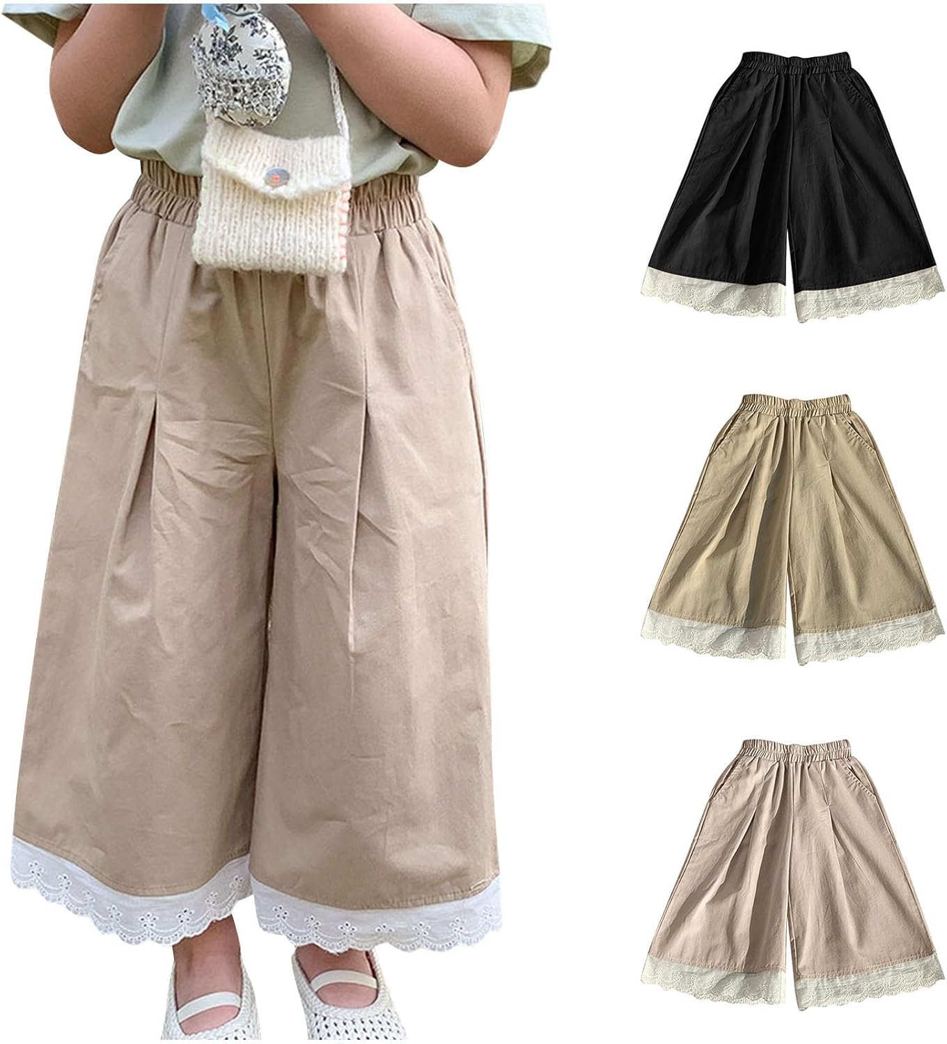 Trendy Baby Girls Wide-Leg Crop Pants