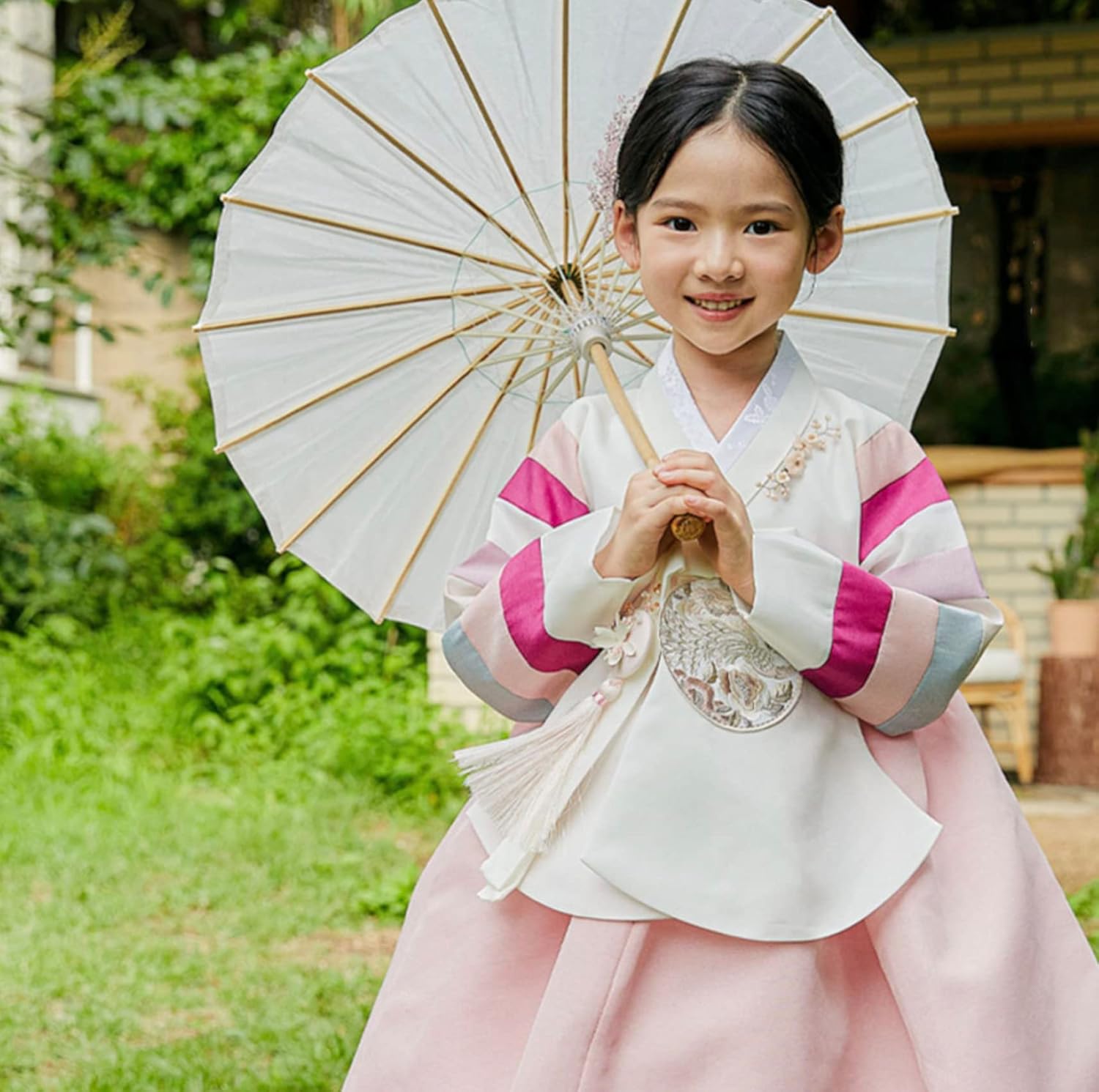 Striped Coral Korean Baby Hanbok