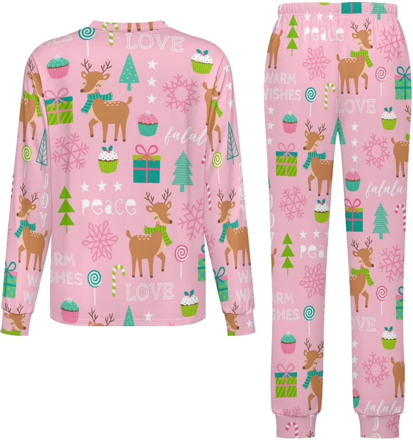 MEIKKO Kids Thermal Underwear Set Santa Pink for Boys and Girls