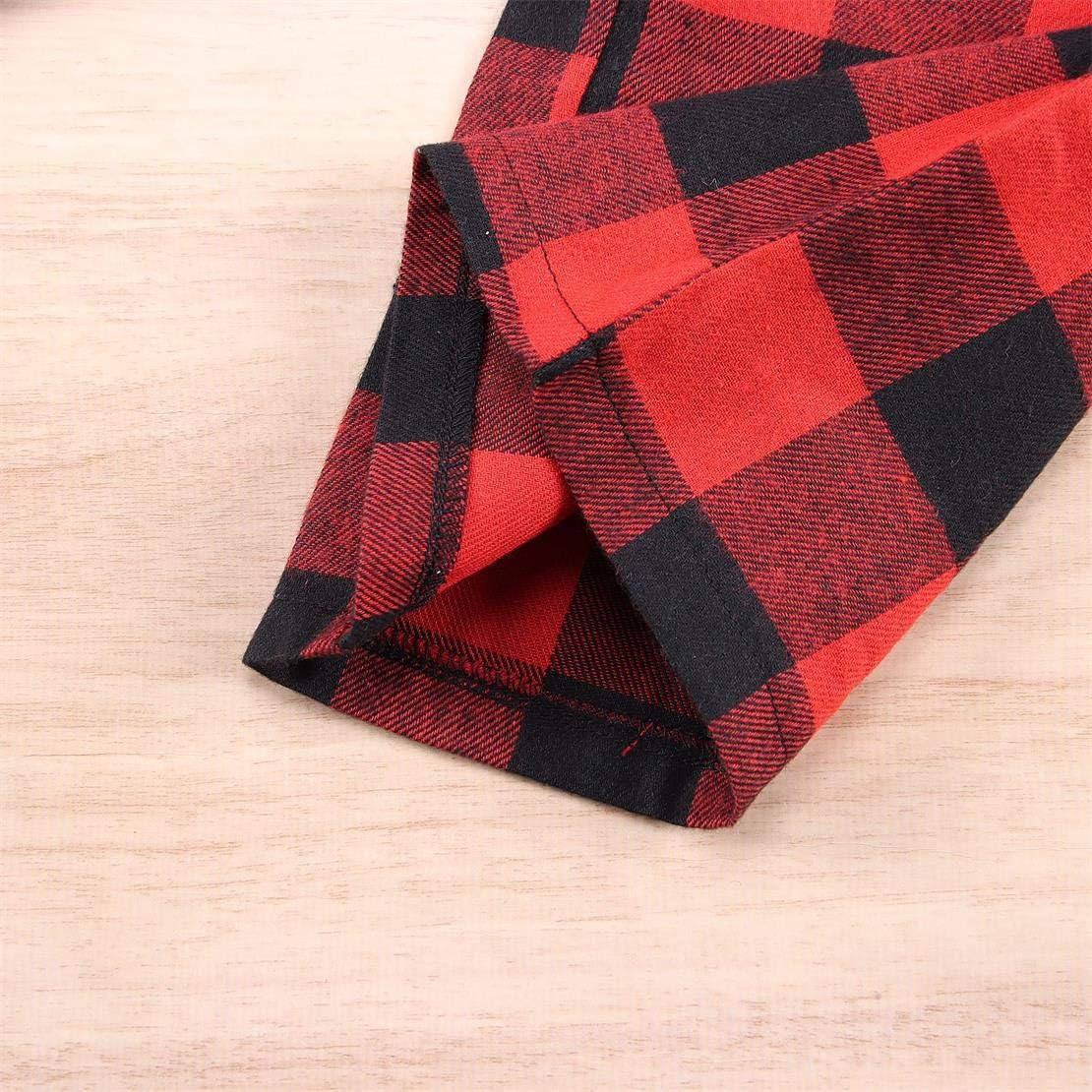 Modnga Kids Christmas Pants Red Plaid Buffalo Bottom Black Stretch