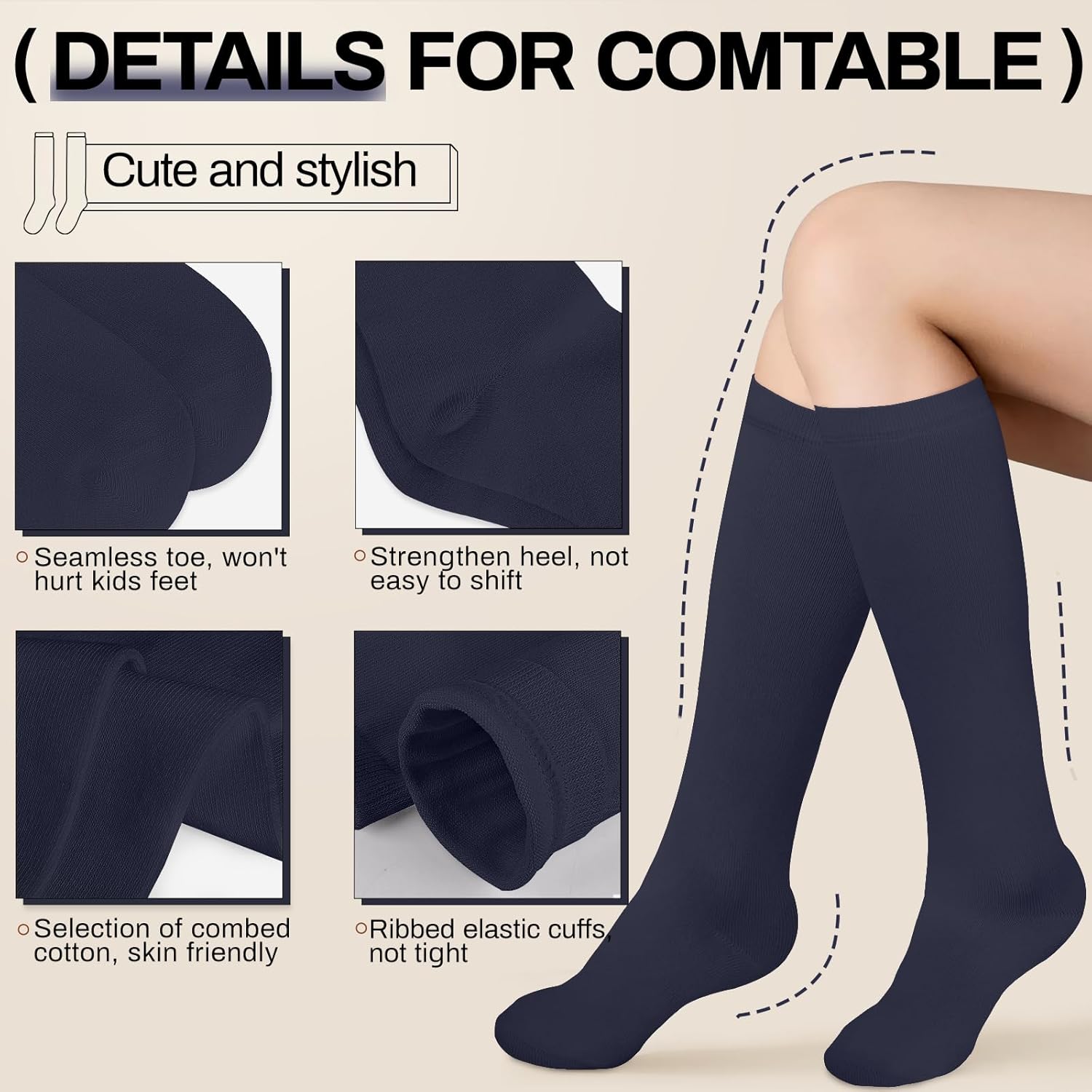 Lainlight Comfortable Knee High Socks for Girls in School Uniforms
