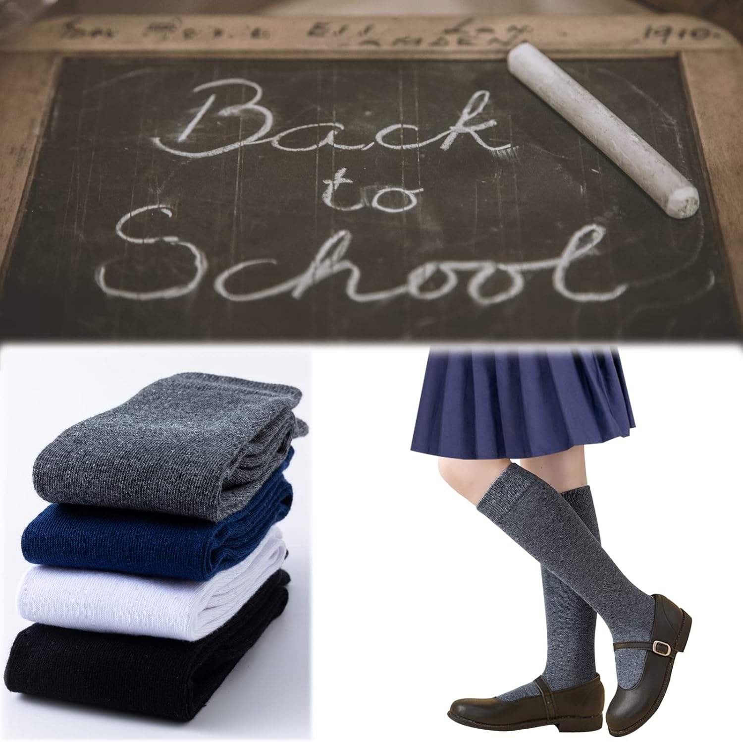Girls Uniform Socks Set