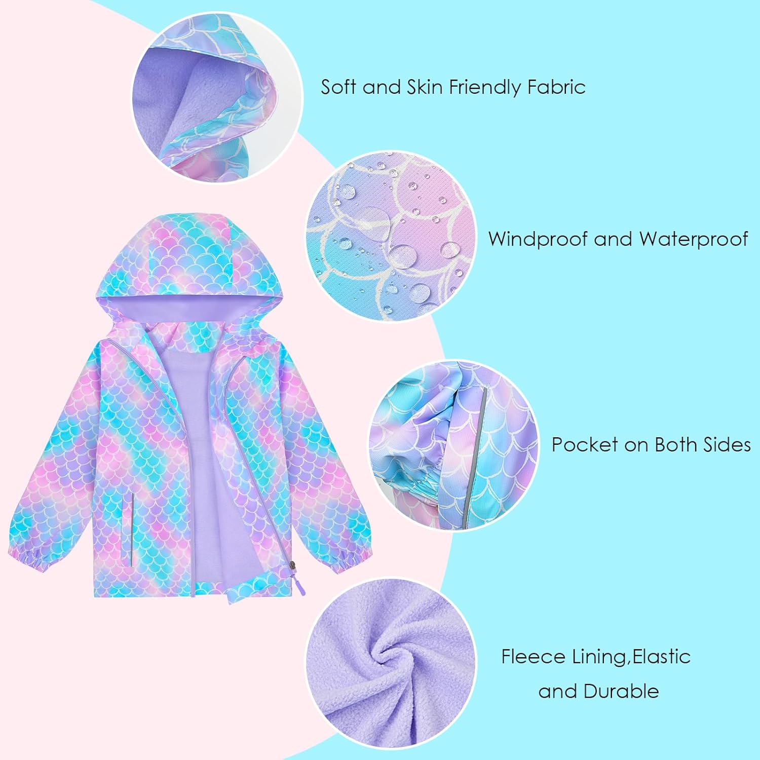 Waterproof rain jacket for girls Durable windproof and stylish