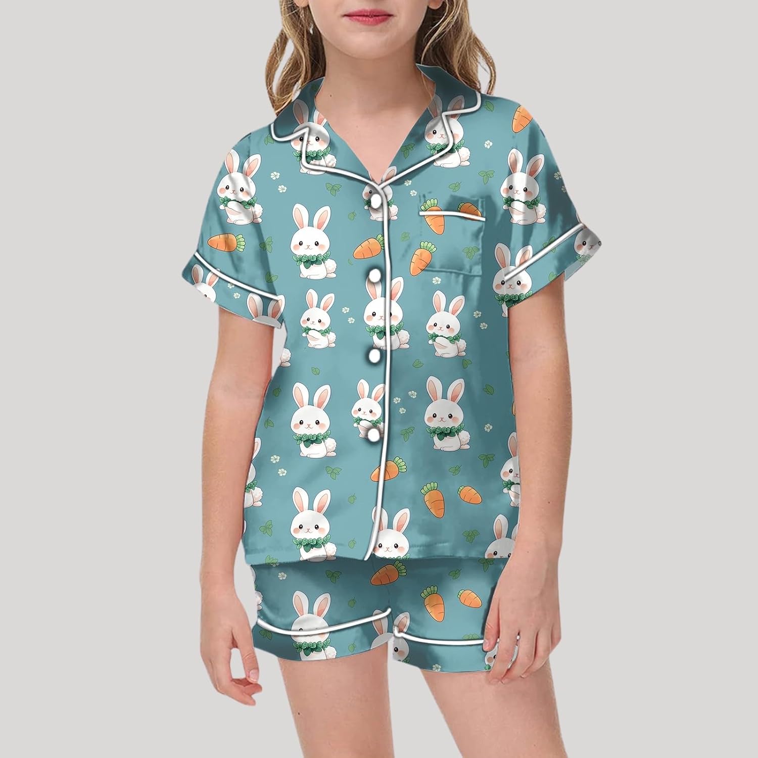 Trendy Bunny Egg Shirts Shorts for Girls