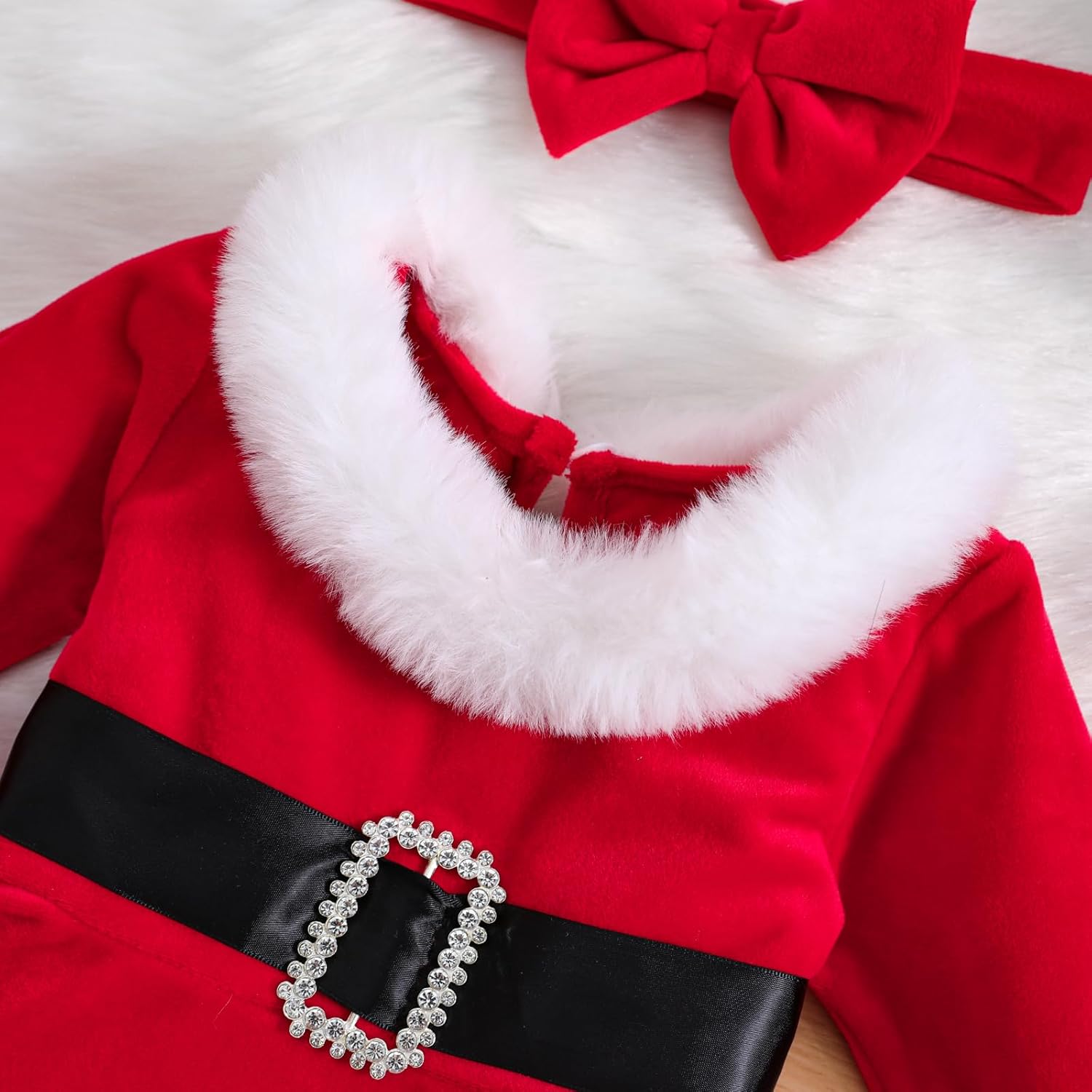 Baby Girl Christmas Romper Dress Red Velvet