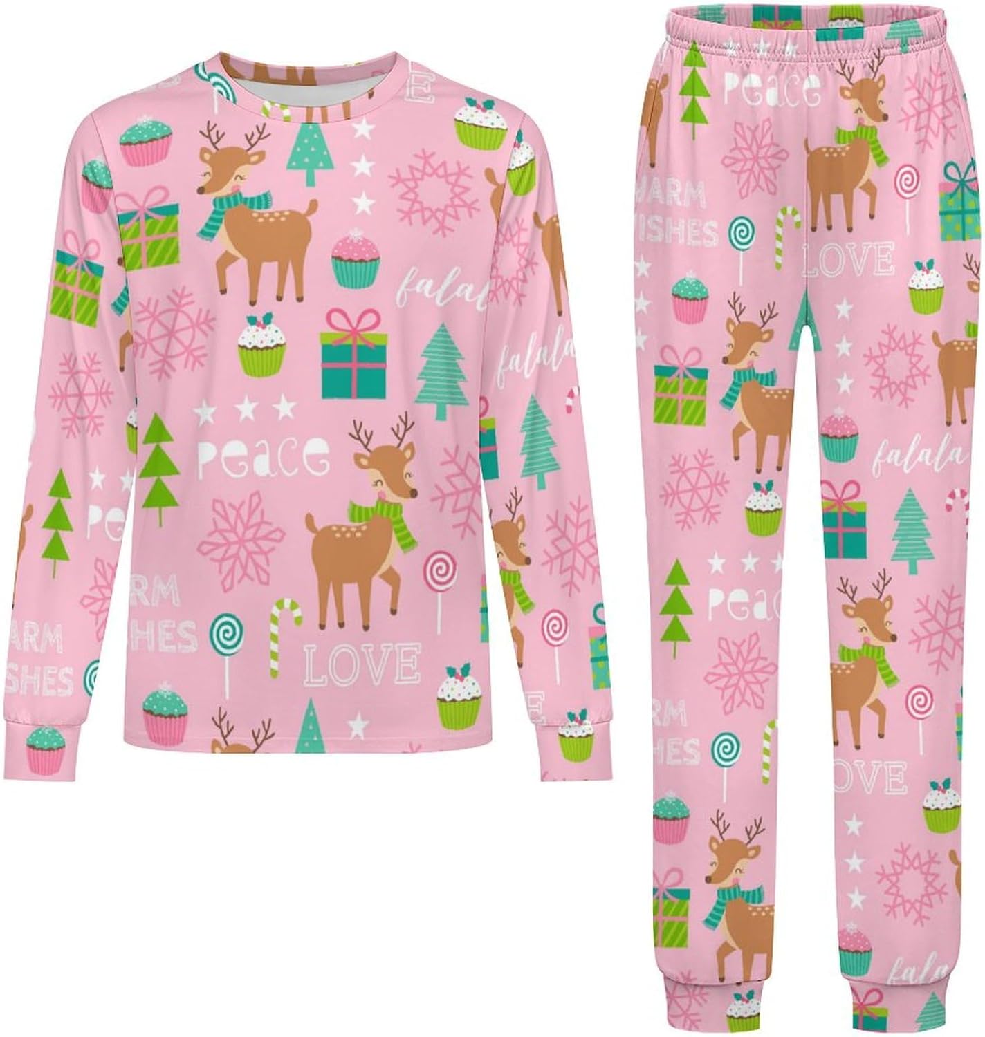MEIKKO Kids Thermal Underwear Set Santa Pink for Boys and Girls