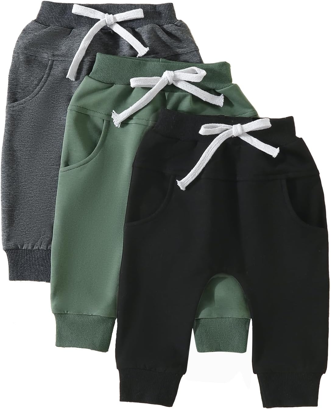 High-Quality Soft Cotton Jogger Pants for Baby and Toddler - 3-Pack