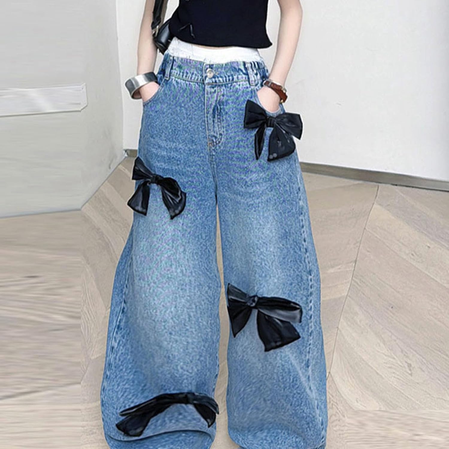 big girls wide leg cargo pants with pocket