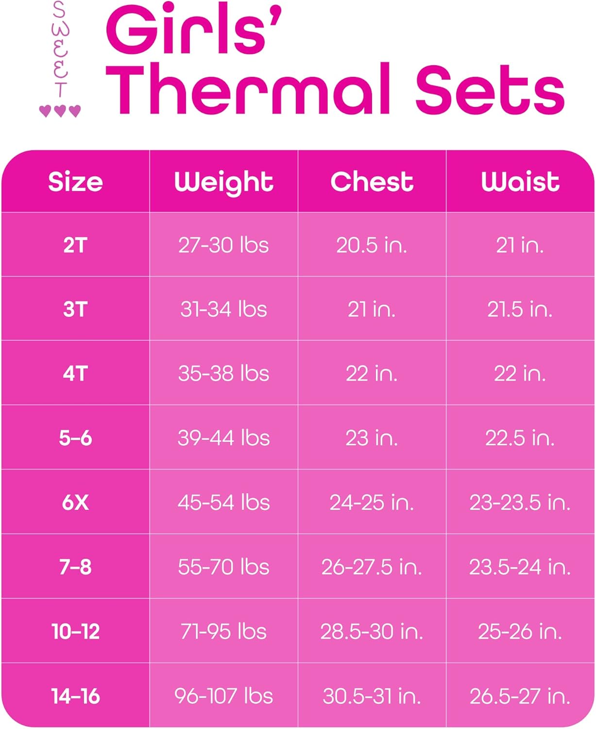 Sweet Hearts Girls Thermal Underwear Set