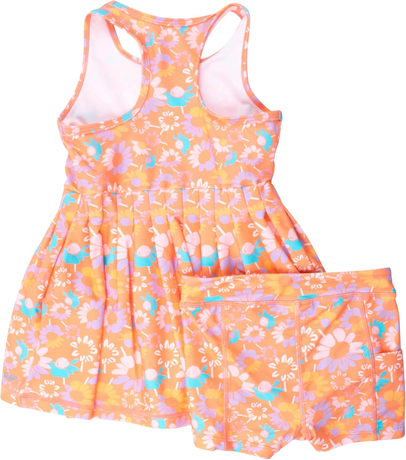 RuffleButts Girls Athletic Active Tiered Dress and Bike Short Set Outift