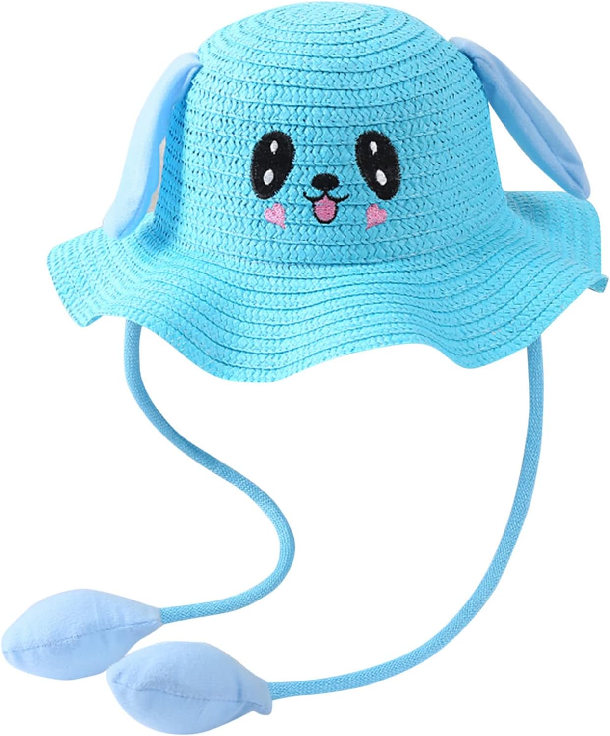 UPF 50 Toddler Straw Sun Hat with Moving Ears Adjustable Cotton Bucket