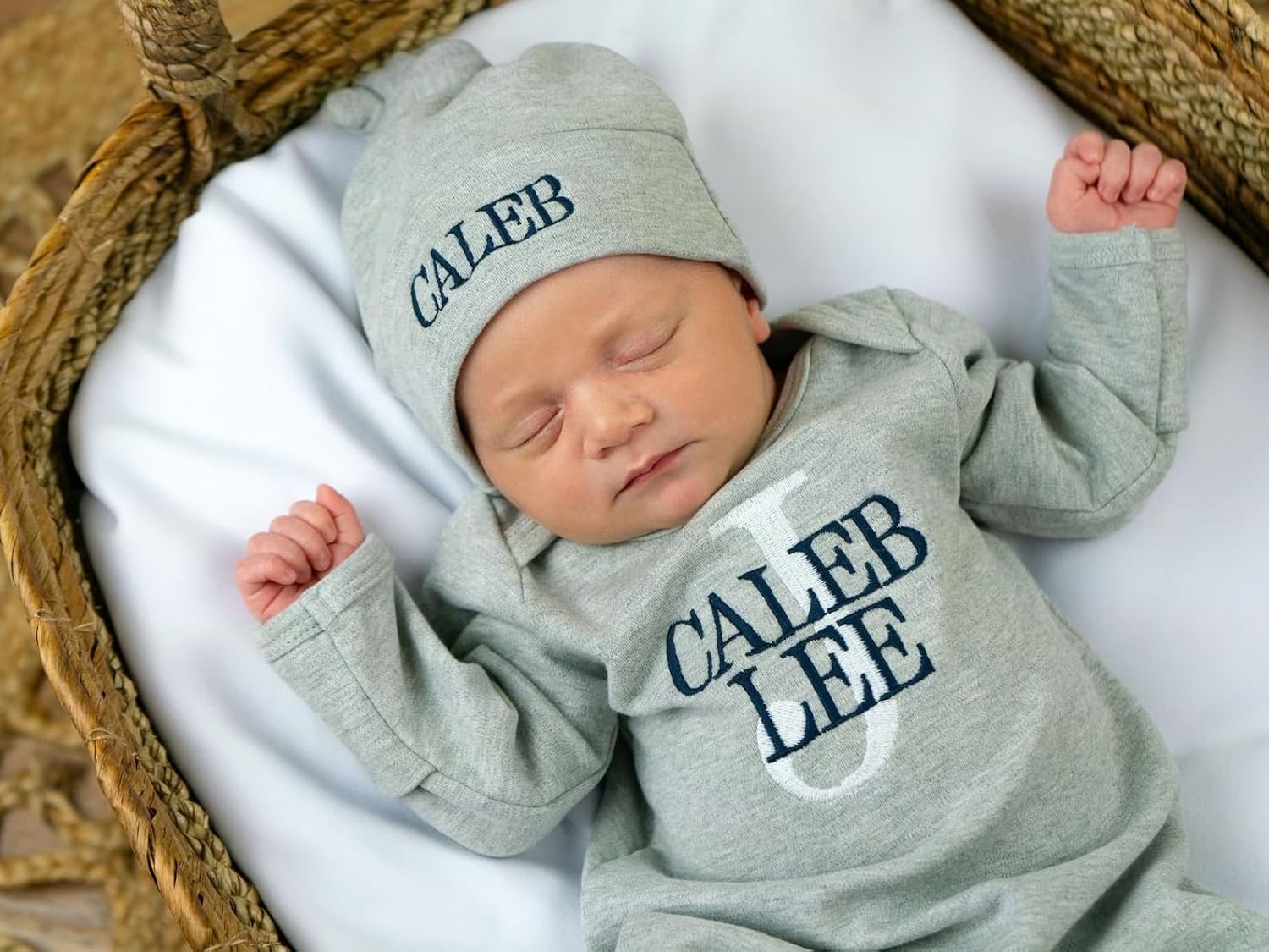 Custom Oatmeal Sleeper Set for Newborn Boys