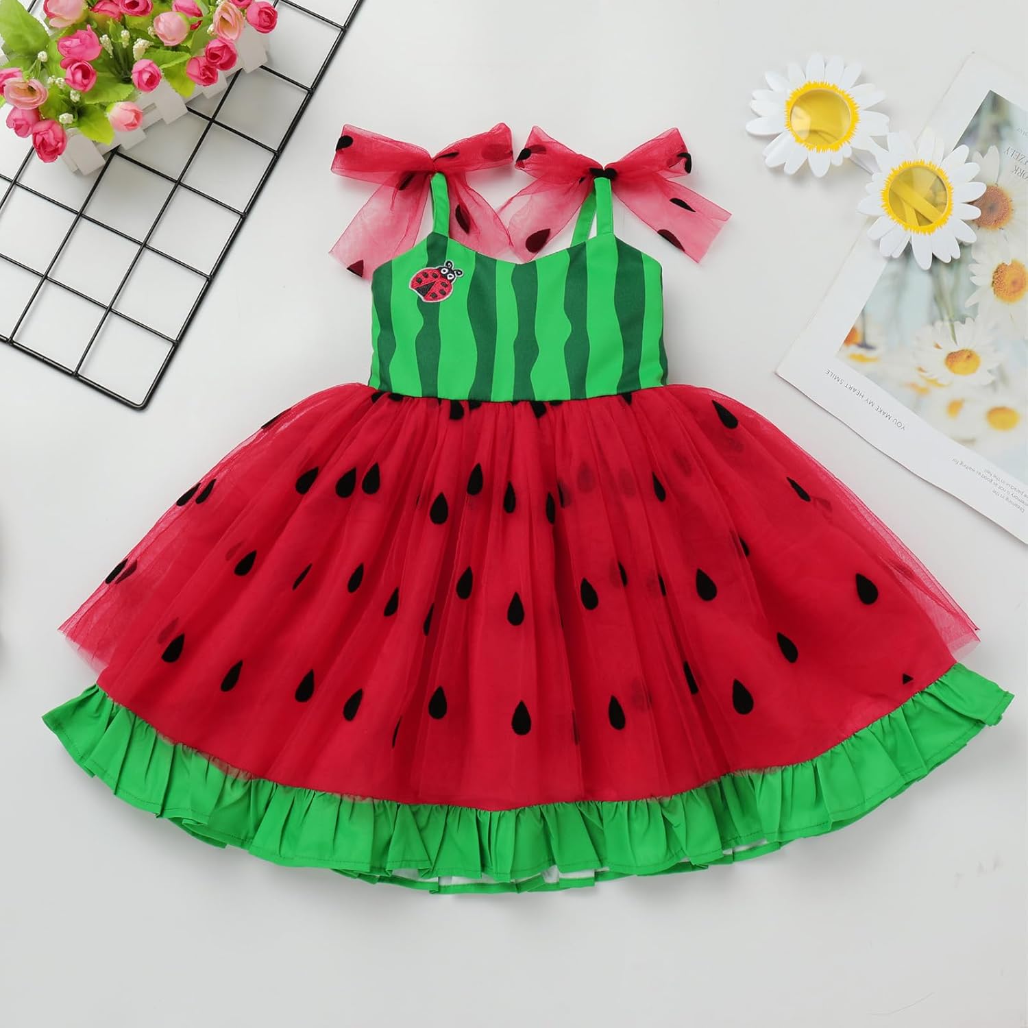 ODIZLI - Toddler Girls Princess Tutu Dress - Spaghetti Straps Ruffle Hemline Halloween Party Costume