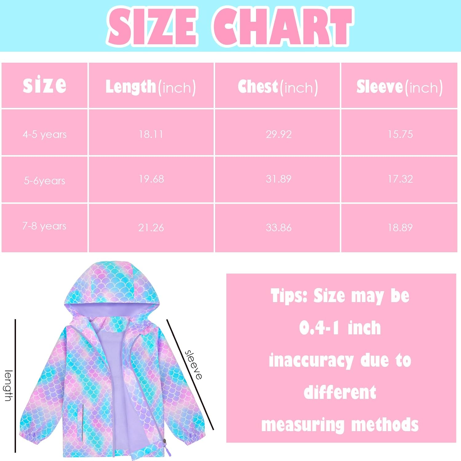 Waterproof rain jacket for girls Durable windproof and stylish