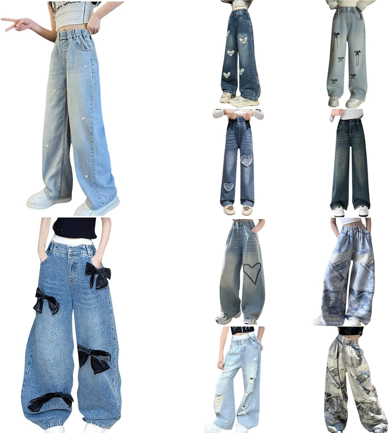 big girls wide leg cargo pants with pocket
