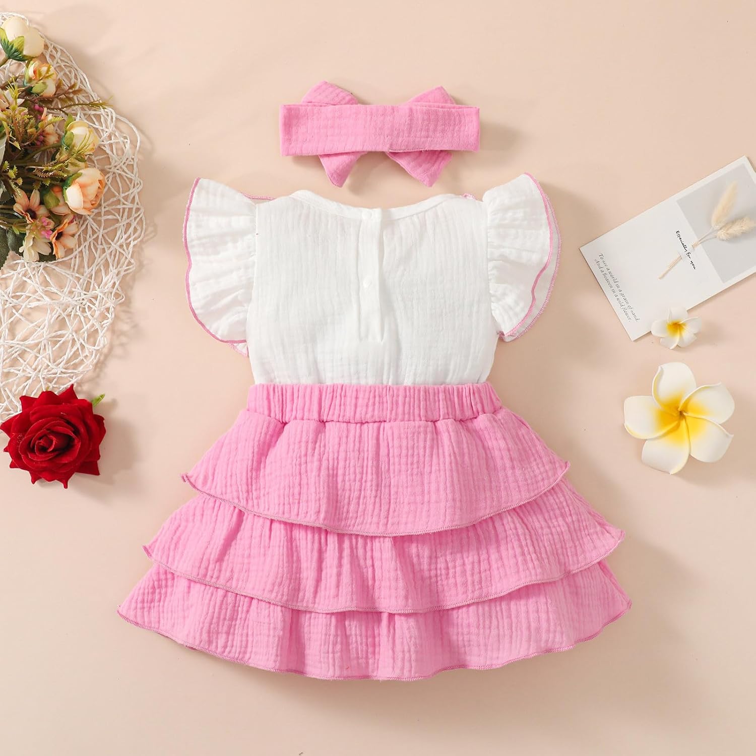 Beessbest Bow Tiered Ruffle Princess Toddler Girls Dress with Headband