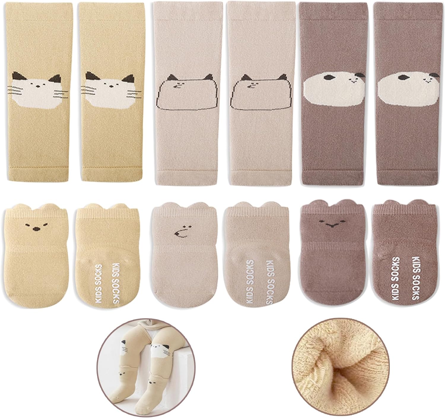 Thickened Baby Leg Warmer Grip Socks for 3-24 Months