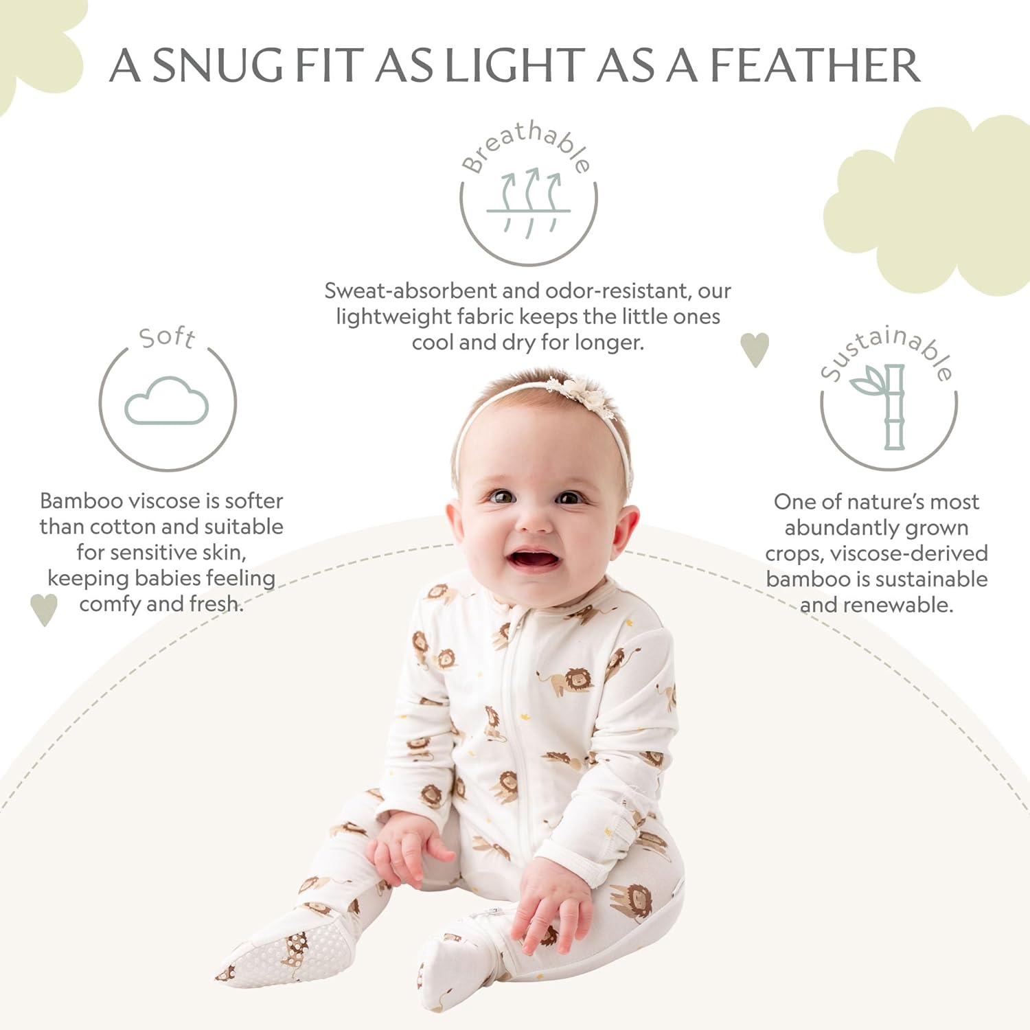 Bamboo Little Soft Footie Pajamas for Newborns 0-24 Months