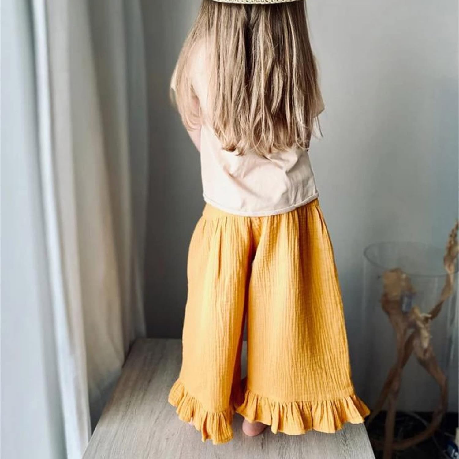 Flowy Wide-lege Cotton Linen Pants for Kids