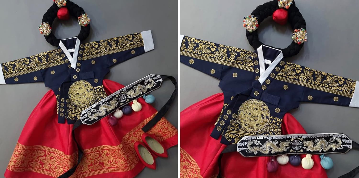 Navy Blue Hanbok Dress for Your Little Star