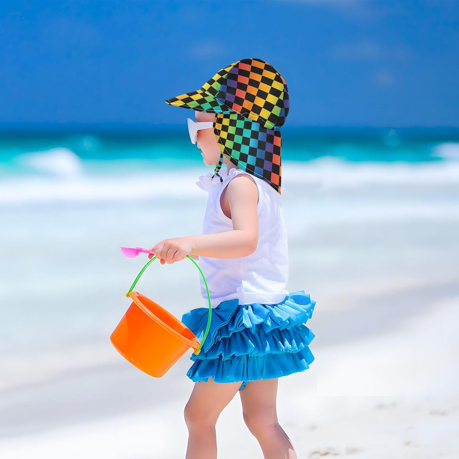 WIFIUAdjustable Baby Sun Shade Toddler Beach Hat with Protection 2-4T