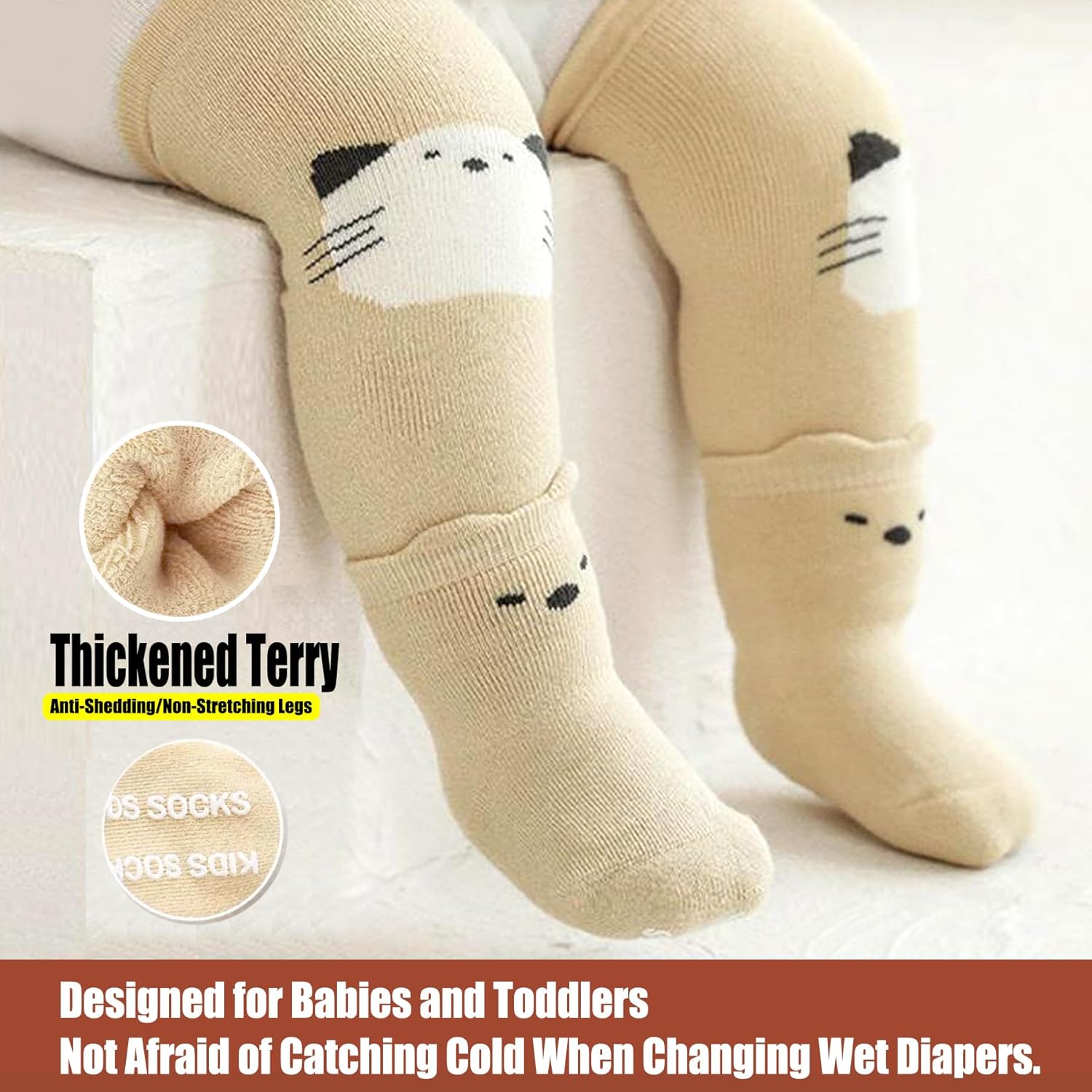 Thickened Baby Leg Warmer Grip Socks for 3-24 Months