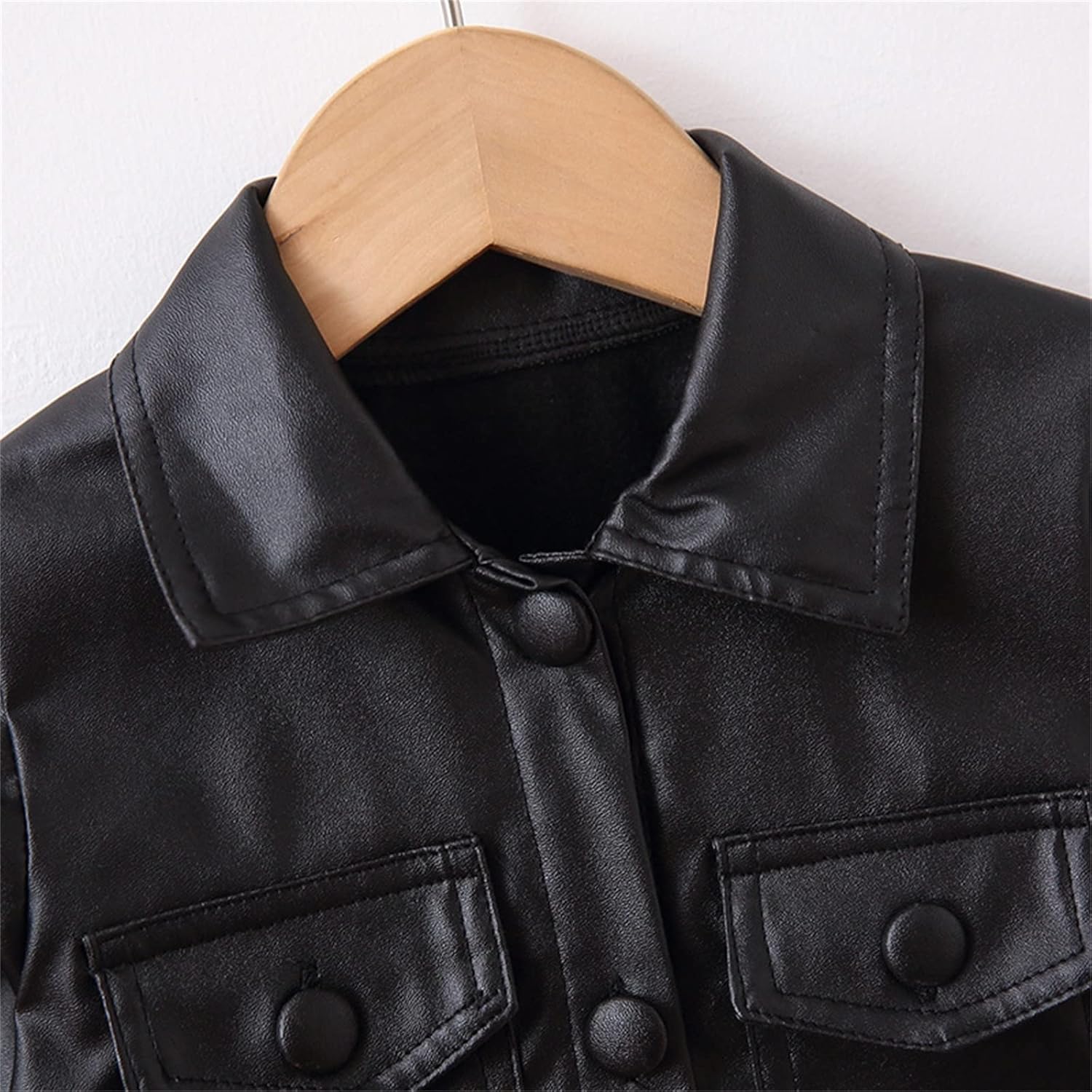 AMIMOJY Toddler Girls Infant Long Sleeve PU Leather Jacket Winter