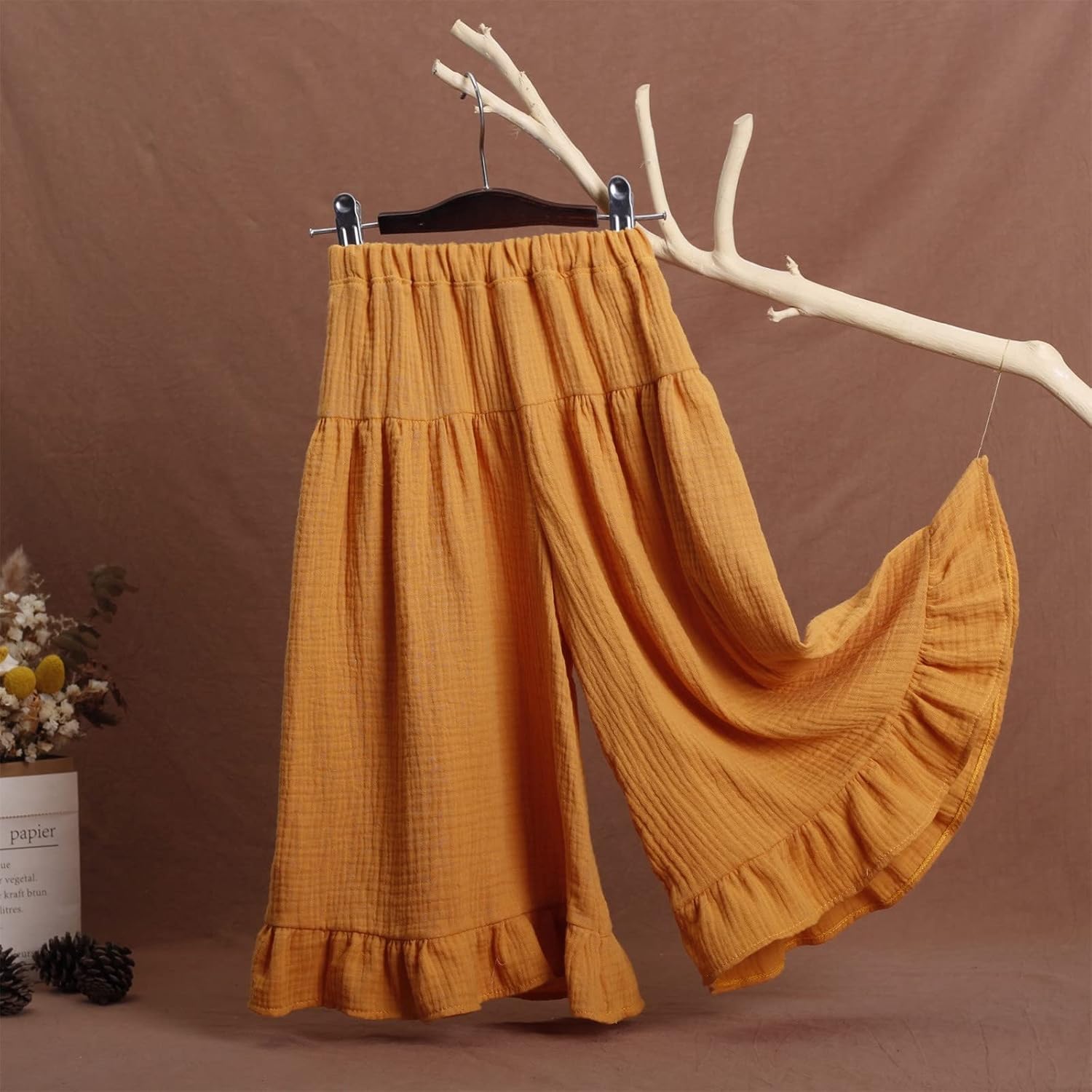 Flowy Wide-lege Cotton Linen Pants for Kids
