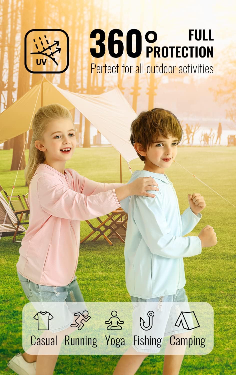 Kids Athletic Hoodie Dry Fit Sun Protection
