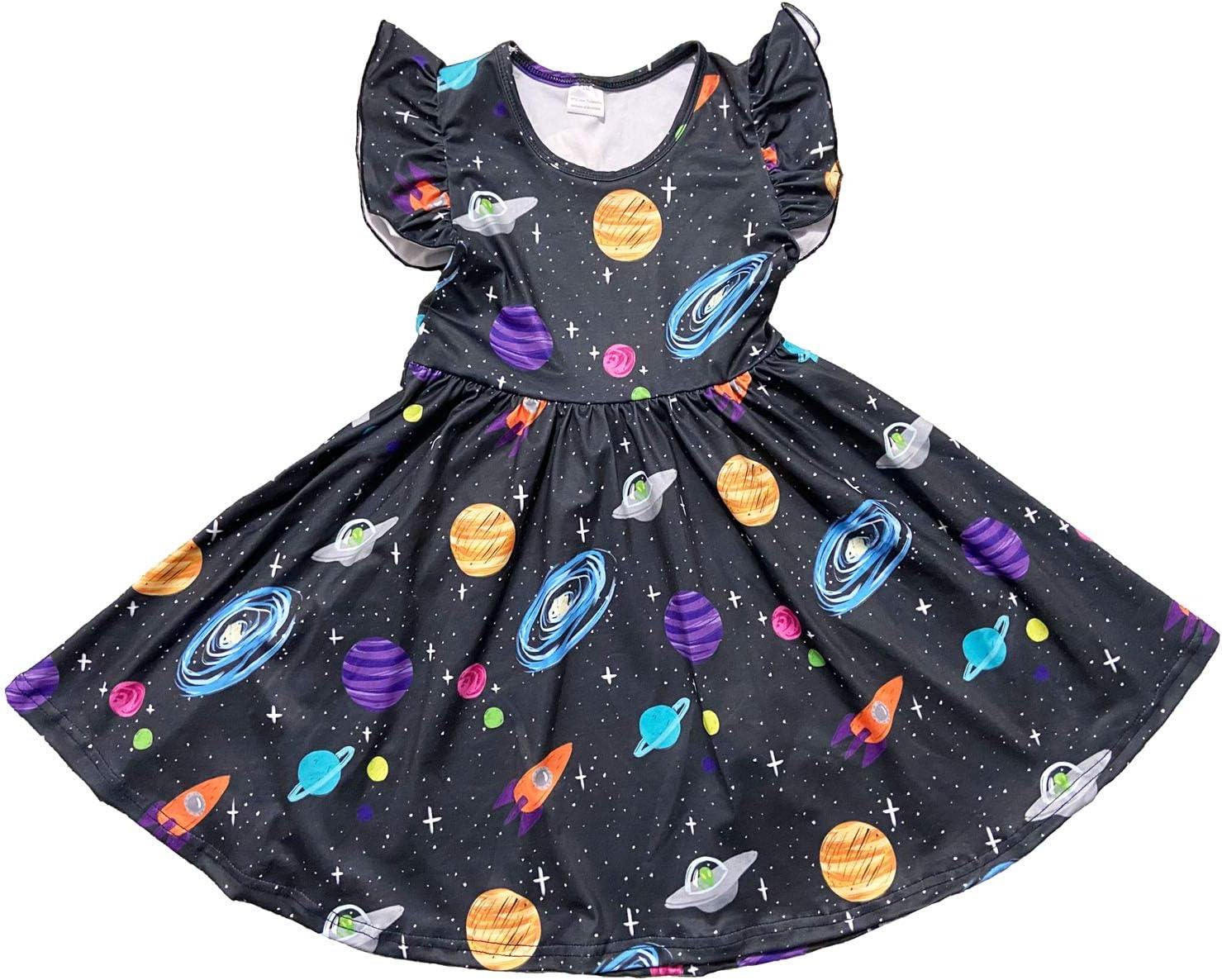 NA Baby Girls Galaxy Twirl Ruffle Bottom Dress Soft BreatheSummer Wardrobe Essential