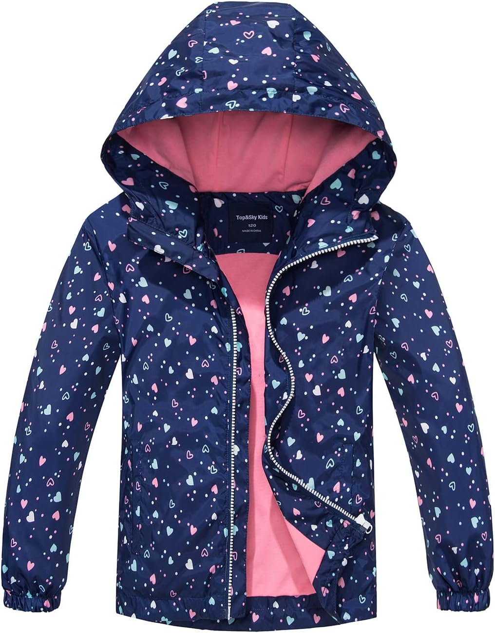 MGEOY Girls Rain Jacket Lightweight Waterproof Hooded Cotton Lined Raincoat