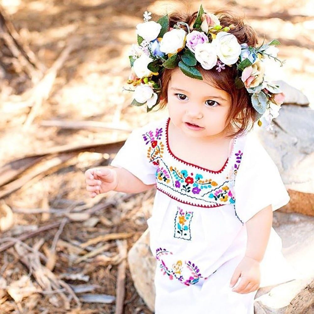 Elegant Ethnic Floral Knit Dress for Baby Girls