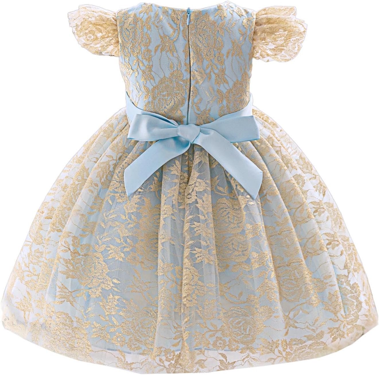 Beessbest Flower Girl Lace Dress Ruffle Sleeve